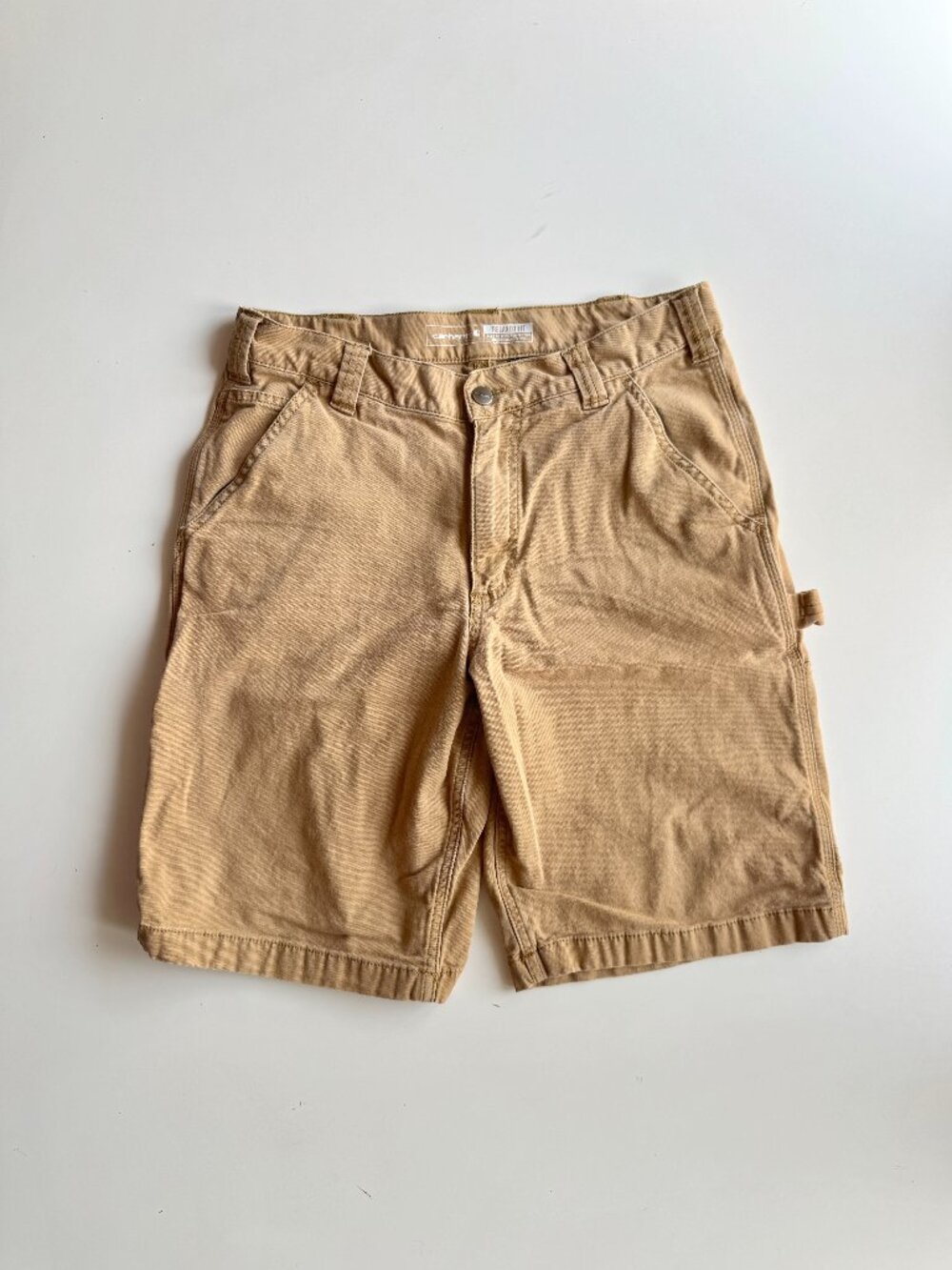 CARHARTT Brown Rugged Flex Canvas Utility Cargo Work Shorts, Size 32